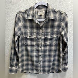 Current Elliott Plaid Button Down Shirt Long Sleeve Pockets Lightweight Womens 0